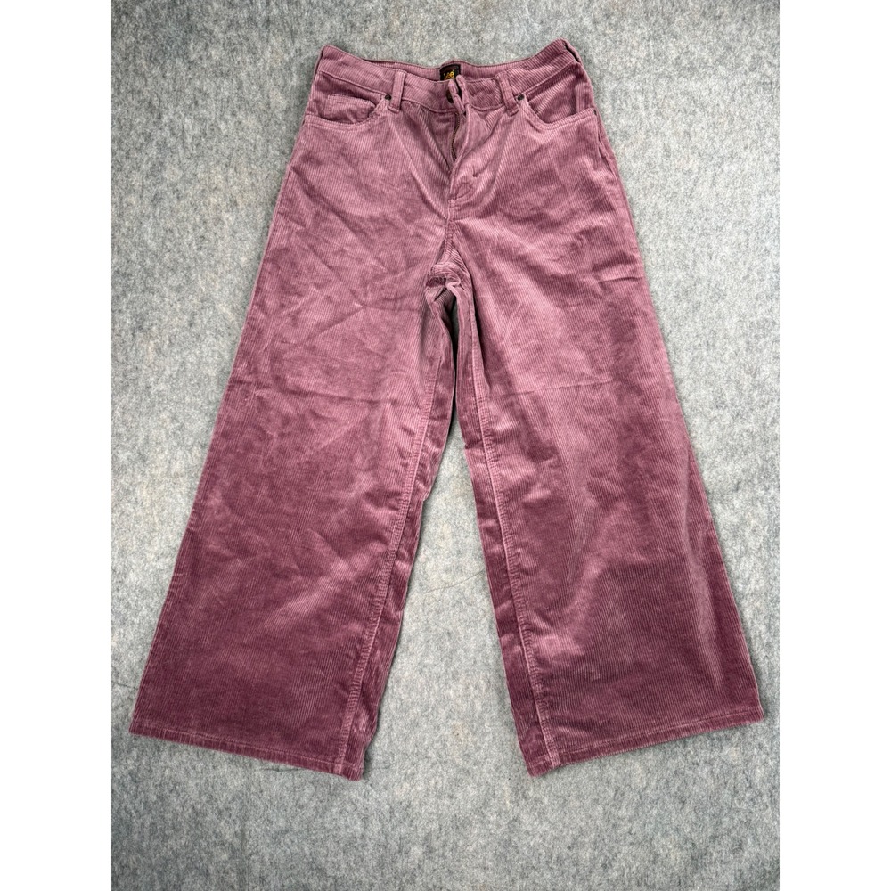 Lee Corduroy Pants Women 27 Purple Cotton Wide Leg‎ High Rise Boho Retro